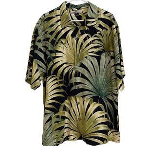 Tommy Bahama 100% Silk Palm Print Tropical Shirt, Relaxed Fit - Size L